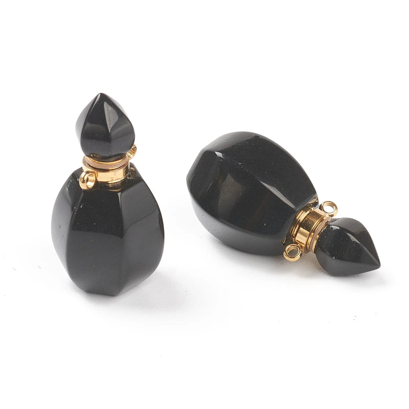 2pcs Natural Stone Perfume Bottle Charms for Necklace Jewelry Making
