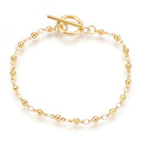 Stainless Steel Link Chain Bracelets for Women with Cross Heart Beads