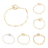 Stainless Steel Link Chain Bracelets for Women with Cross Heart Beads