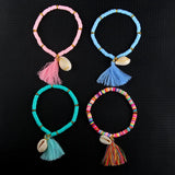 2pcs Bohemian Shell Tassel Bracelet Multicolor Beach Boho Statement