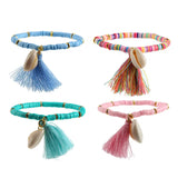 2pcs Bohemian Shell Tassel Bracelet Multicolor Beach Boho Statement