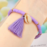 2pcs Bohemian Shell Tassel Bracelet Multicolor Beach Boho Statement