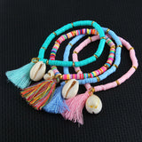 2pcs Bohemian Shell Tassel Bracelet Multicolor Beach Boho Statement