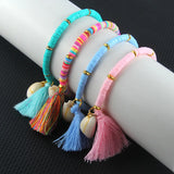 2pcs Bohemian Shell Tassel Bracelet Multicolor Beach Boho Statement