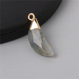 2pcs Labradorite Quartz Stone Pendant Moon Shape Charm Women Jewelry Making