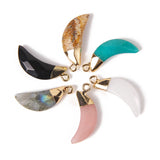 2pcs Labradorite Quartz Stone Pendant Moon Shape Charm Women Jewelry Making