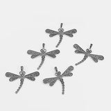 2pcs Silver Dragonfly Charms Pendant for DIY Necklace Making