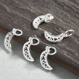 2pcs 925 Sterling Silver Hollow Moon Dangle Earrings DIY Jewelry