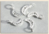 2pcs 925 Sterling Silver Hollow Moon Dangle Earrings DIY Jewelry