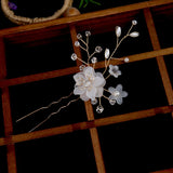 2pc Floral Hairpin Wedding Hair Accessories U-shaped Hair Clip Fo