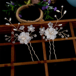 2pc Floral Hairpin Wedding Hair Accessories U-shaped Hair Clip Fo