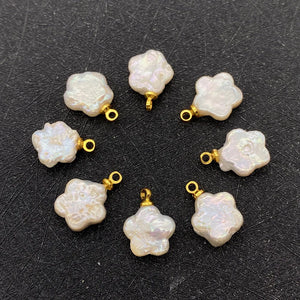 2pcs Freshwater Pearl Flower Pendant 11x15mm DIY Jewelry Women's Charm