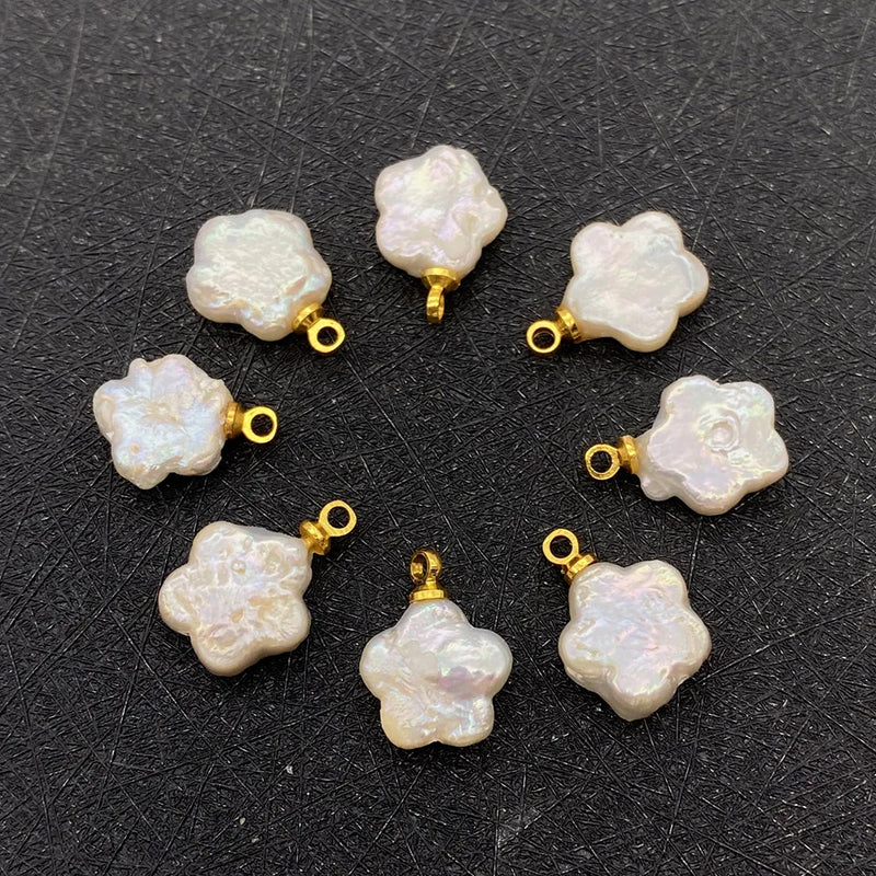 2pcs Freshwater Pearl Flower Pendant 11x15mm DIY Jewelry Women's Charm