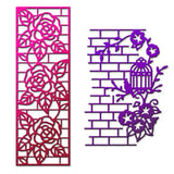 2pcs Flower Wall Cutting Dies Bird Cage Rose Morning Glory Embossing Stencils