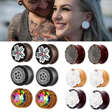 2pcs Flower Wood Ear Plug And Tunnel Flesh 6-20mm