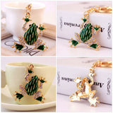 2pcs Frog Key Chain Rhinestone Key Ring Car Key Chain Backpack Charms