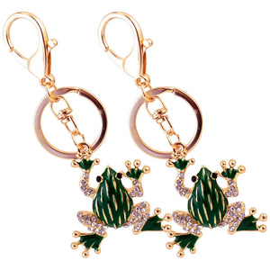 2pcs Frog Key Chain Rhinestone Key Ring Car Key Chain Backpack Charms