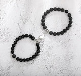 2pcs Frosted Turquoise Couple Bracelets Heart-shaped Magnet Crystal Bracelets