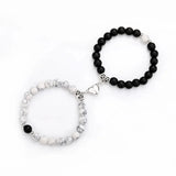 2pcs Frosted Turquoise Couple Bracelets Heart-shaped Magnet Crystal Bracelets