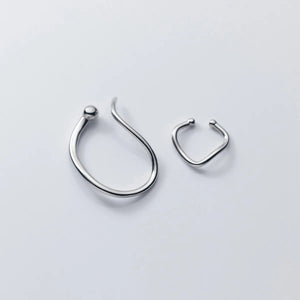 925 Sterling Silver Asymmetrical Ear Cuffs Non-pierced Minimalist Earrings