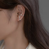 925 Sterling Silver Asymmetrical Ear Cuffs Non-pierced Minimalist Earrings