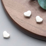 2pcs 925 Sterling Silver Heart Spacer Beads Necklace DIY Jewelry Findings