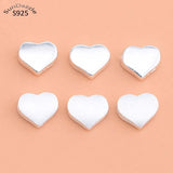 2pcs 925 Sterling Silver Heart Spacer Beads Necklace DIY Jewelry Findings