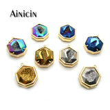 2pcs Silver Rainbow Plating Druzy Crystal Pendants