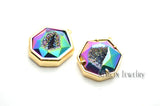 2pcs Silver Rainbow Plating Druzy Crystal Pendants