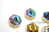 2pcs Silver Rainbow Plating Druzy Crystal Pendants