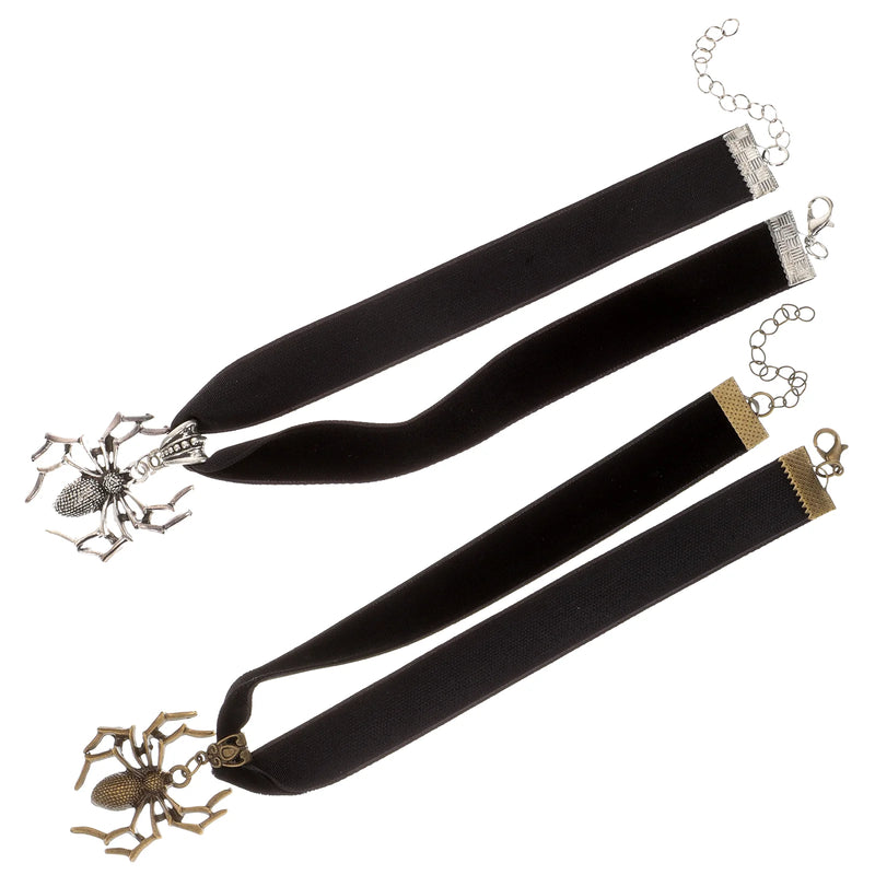 2pcs Gothic Halloween Choker Spider Necklace Women Punk Necklace