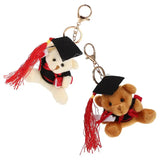 2pcs Graduation Bear Keychains Plush Animal Key Rings Backpack Key Pendants Kids