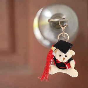 2pcs Graduation Bear Keychains Plush Animal Key Rings Backpack Key Pendants Kids