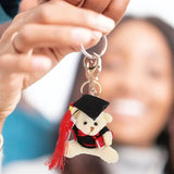 2pcs Graduation Bear Keychains Plush Animal Key Rings Backpack Key Pendants Kids