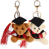 2pcs Graduation Bear Keychains Plush Animal Key Rings Backpack Key Pendants Kids