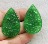 Green Emerald Jade Drop Pearl Earrings, Filigree Teardrop Earrings