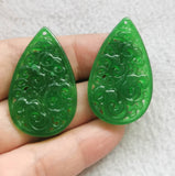 Green Emerald Jade Drop Pearl Earrings, Filigree Teardrop Earrings