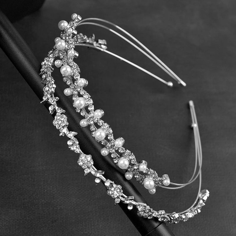 2pcs Pearl Rhinestone Headbands Wedding Hair Accessories for Women