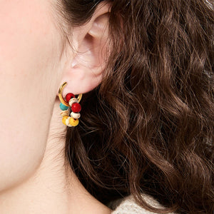2pcs Beads Hoop Earring Stainless Steel Jewelry