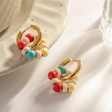 2pcs Beads Hoop Earring Stainless Steel Jewelry
