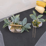 Flower Leaves Hair Combs Pearl Wedding Headpiece