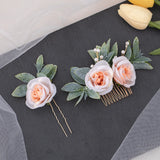 Flower Leaves Hair Combs Pearl Wedding Headpiece