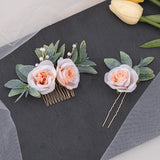 Flower Leaves Hair Combs Pearl Wedding Headpiece