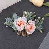 Flower Leaves Hair Combs Pearl Wedding Headpiece