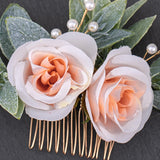 Flower Leaves Hair Combs Pearl Wedding Headpiece