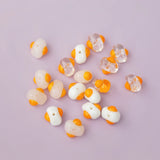 2pcs Lampwork Fried Eggs Beads 10x14mm Loose Spacer Glass Bead