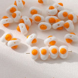 2pcs Lampwork Fried Eggs Beads 10x14mm Loose Spacer Glass Bead