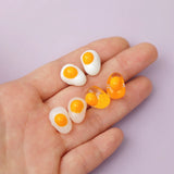 2pcs Lampwork Fried Eggs Beads 10x14mm Loose Spacer Glass Bead