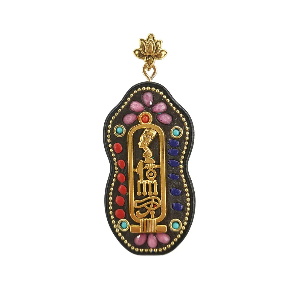 2pcs Vintage Wood Cheongsam Pendant Nepal Buddhist Boho Buddha Jewelry