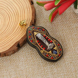 2pcs Vintage Wood Cheongsam Pendant Nepal Buddhist Boho Buddha Jewelry